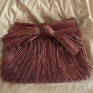 Loeffler Randall Rayne Small Rose Gold Pleated Bow Clutch